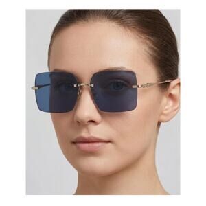 NEW!!! Salvatore Ferragamo SF311S 743 Blue Square Rimless Women Sunglasses